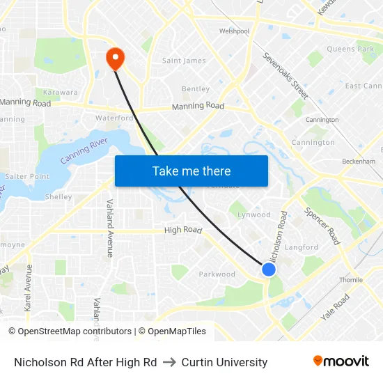 Nicholson Rd After High Rd to Curtin University map