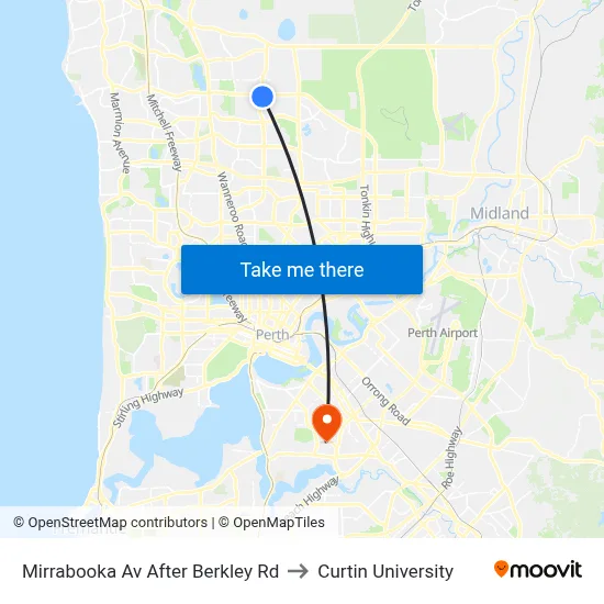Mirrabooka Av After Berkley Rd to Curtin University map