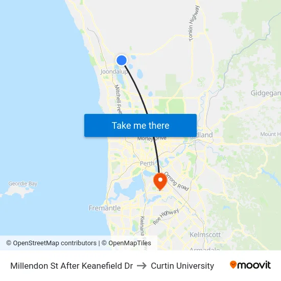 Millendon St After Keanefield Dr to Curtin University map