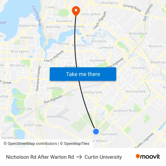 Nicholson Rd After Warton Rd to Curtin University map