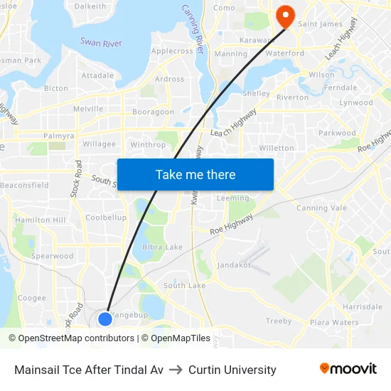 Mainsail Tce After Tindal Av to Curtin University map