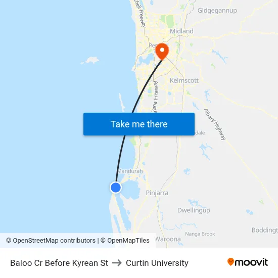 Baloo Cr Before Kyrean St to Curtin University map