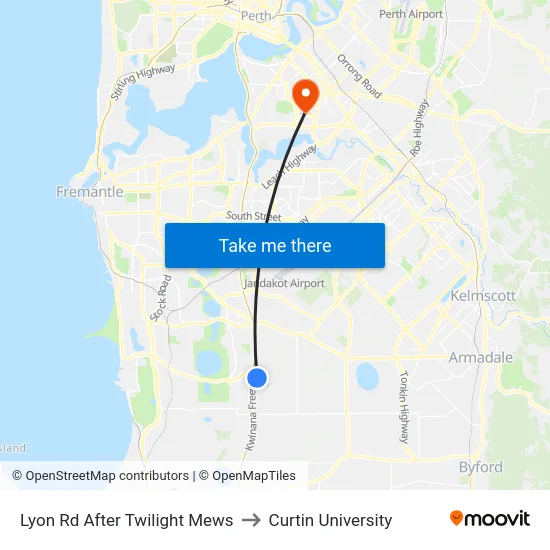 Lyon Rd After Twilight Mews to Curtin University map