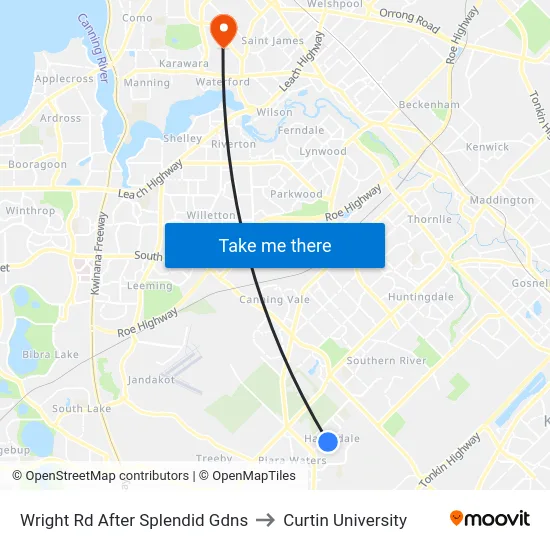 Wright Rd After Splendid Gdns to Curtin University map