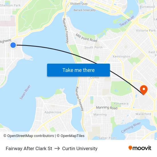 Fairway   After Clark St to Curtin University map