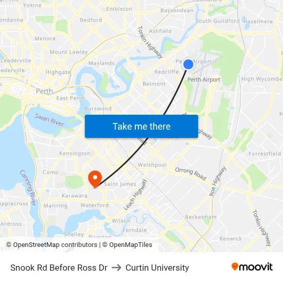 Snook Rd Before Ross Dr to Curtin University map