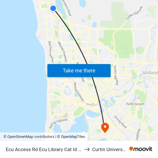 Ecu Access Rd Ecu Library Cat Id 28 to Curtin University map