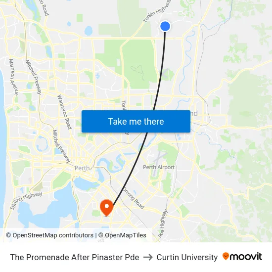 The Promenade   After Pinaster Pde to Curtin University map