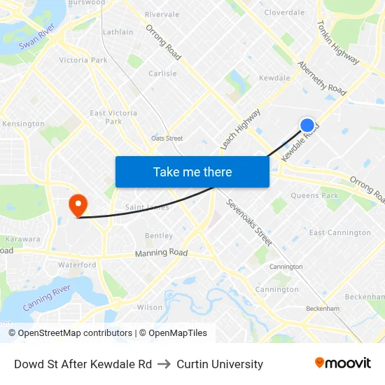 Dowd St After Kewdale Rd to Curtin University map