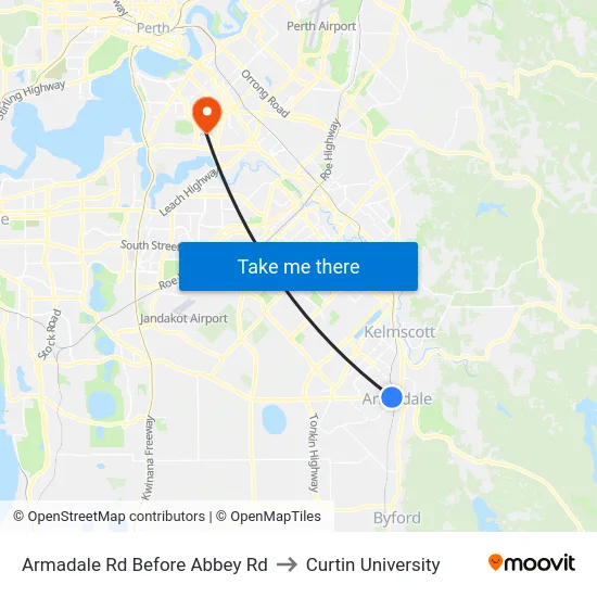 Armadale Rd Before Abbey Rd to Curtin University map