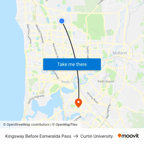 Kingsway   Before Esmeralda Pass to Curtin University map