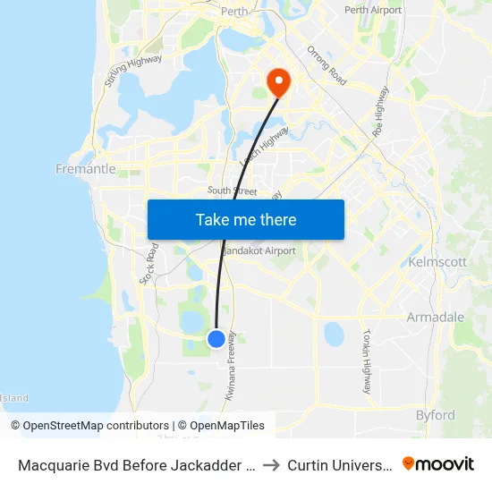 Macquarie Bvd Before Jackadder Av to Curtin University map