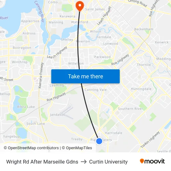 Wright Rd After Marseille Gdns to Curtin University map