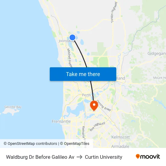 Waldburg Dr Before Galileo Av to Curtin University map