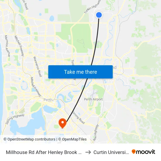 Millhouse Rd After Henley Brook Av to Curtin University map