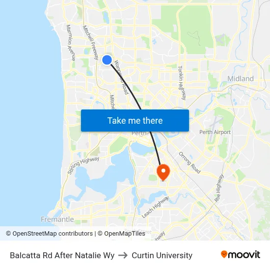 Balcatta Rd After Natalie Wy to Curtin University map