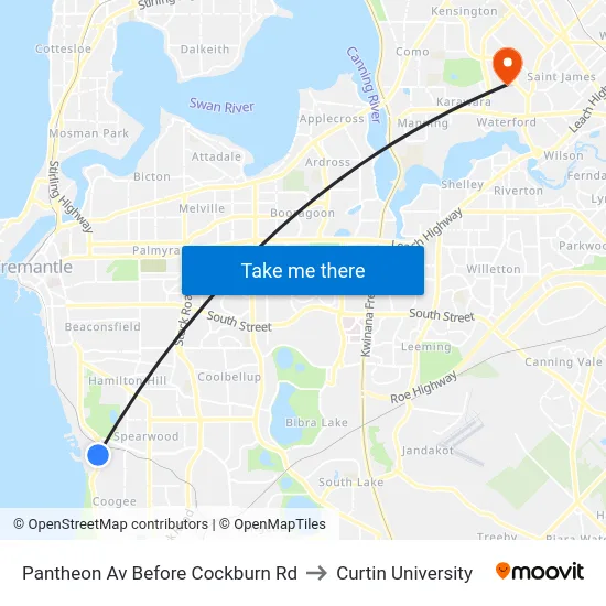 Pantheon Av Before Cockburn Rd to Curtin University map