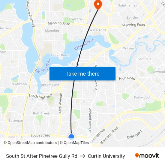 South St After Pinetree Gully Rd to Curtin University map
