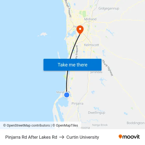Pinjarra Rd After Lakes Rd to Curtin University map