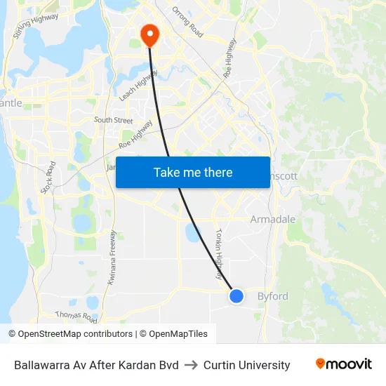 Ballawarra Av After Kardan Bvd to Curtin University map