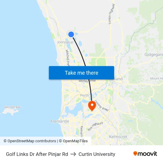 Golf Links Dr After Pinjar Rd to Curtin University map