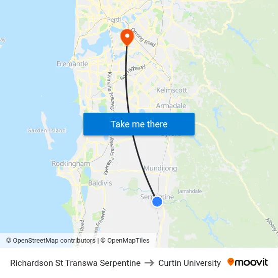 Richardson St Transwa Serpentine to Curtin University map