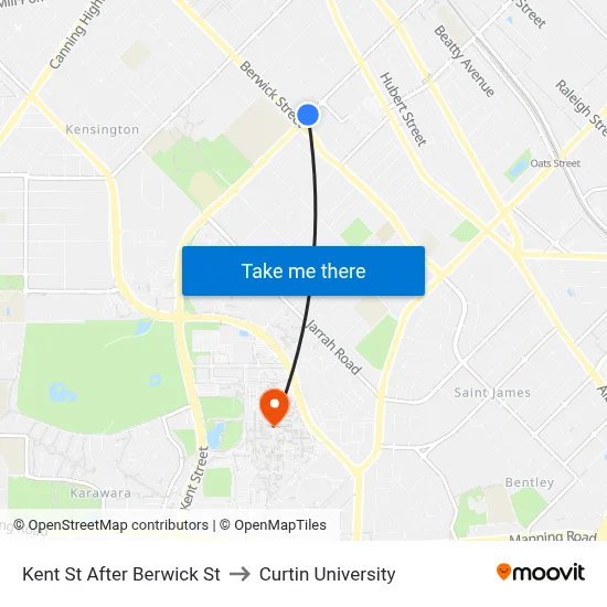 Kent St After Berwick St to Curtin University map
