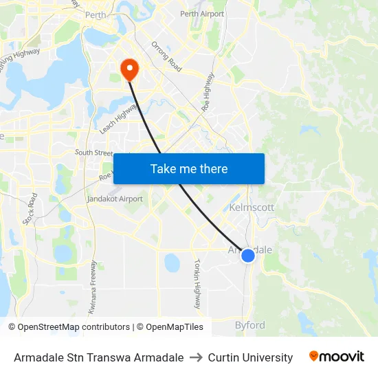 Armadale Stn Transwa Armadale to Curtin University map