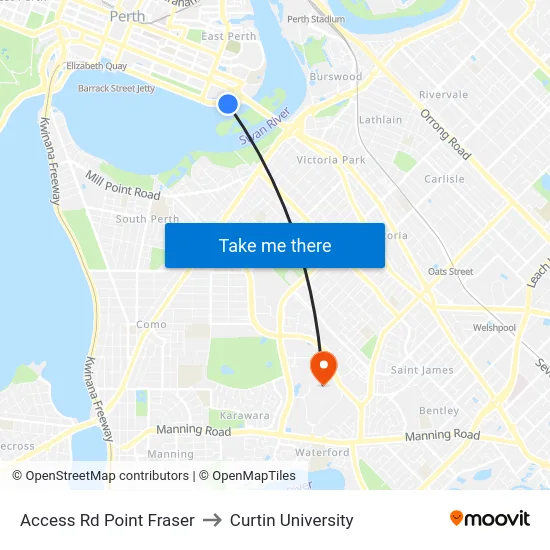 Access Rd Point Fraser to Curtin University map