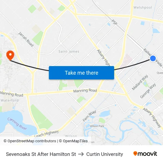 Sevenoaks St After Hamilton St to Curtin University map