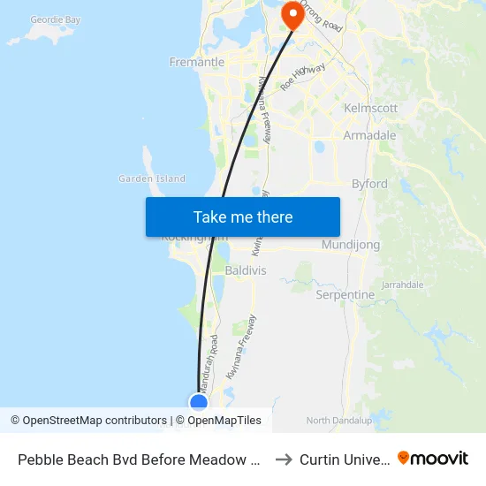 Pebble Beach Bvd Before Meadow Springs Dr to Curtin University map