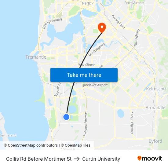 Collis Rd Before Mortimer St to Curtin University map