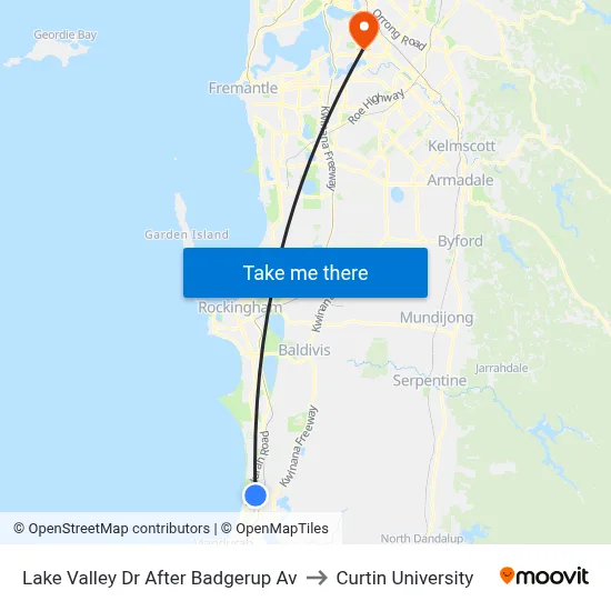Lake Valley Dr After Badgerup Av to Curtin University map