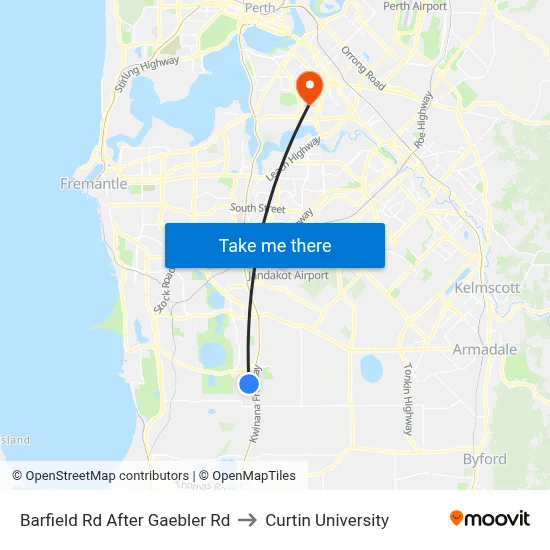 Barfield Rd After Gaebler Rd to Curtin University map