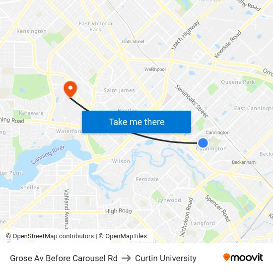 Grose Av Before Carousel Rd to Curtin University map