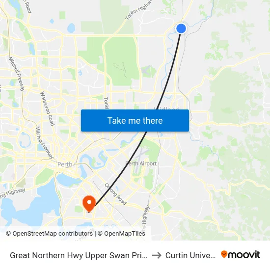 Great Northern Hwy Upper Swan Primary S1 to Curtin University map