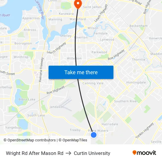 Wright Rd After Mason Rd to Curtin University map