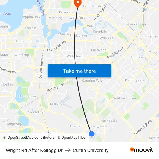 Wright Rd After Kellogg Dr to Curtin University map