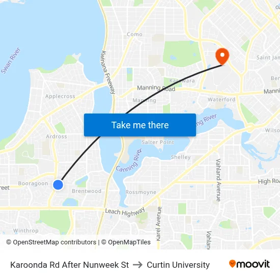 Karoonda Rd After Nunweek St to Curtin University map