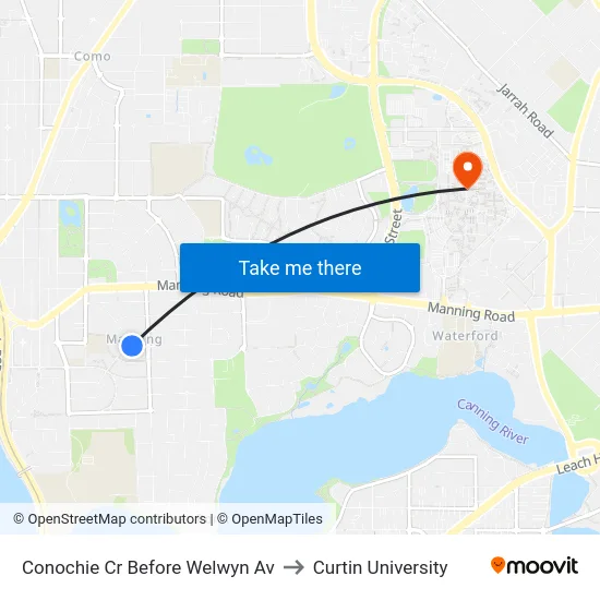 Conochie Cr Before Welwyn Av to Curtin University map
