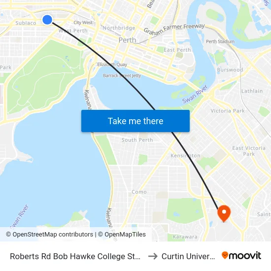 Roberts Rd Bob Hawke College Stand 1 to Curtin University map