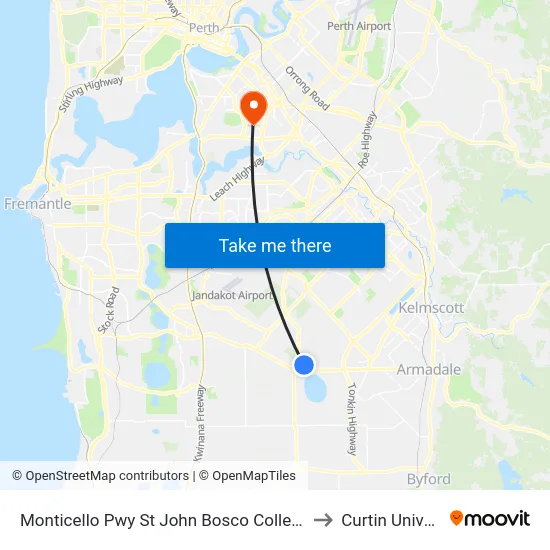 Monticello Pwy St John Bosco College Stand 1 to Curtin University map