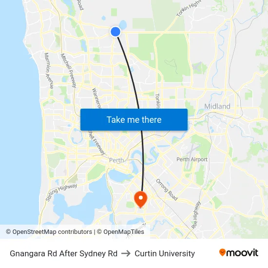 Gnangara Rd After Sydney Rd to Curtin University map