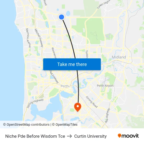 Niche Pde Before Wisdom Tce to Curtin University map