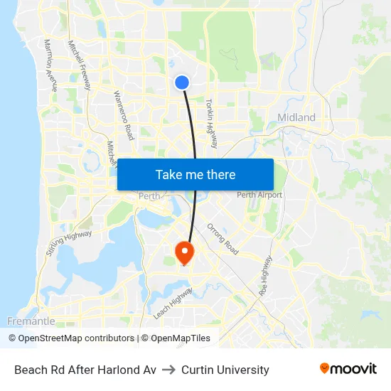 Beach Rd After Harlond Av to Curtin University map