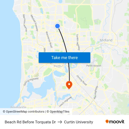 Beach Rd Before Torquata Dr to Curtin University map