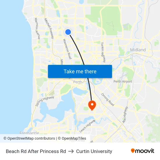 Beach Rd After Princess Rd to Curtin University map