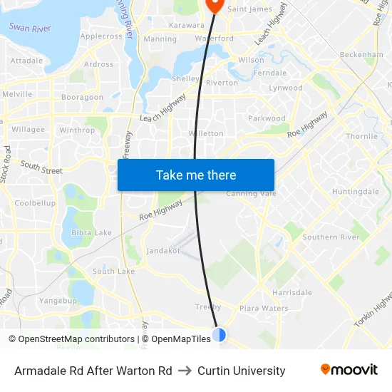 Armadale Rd After Warton Rd to Curtin University map