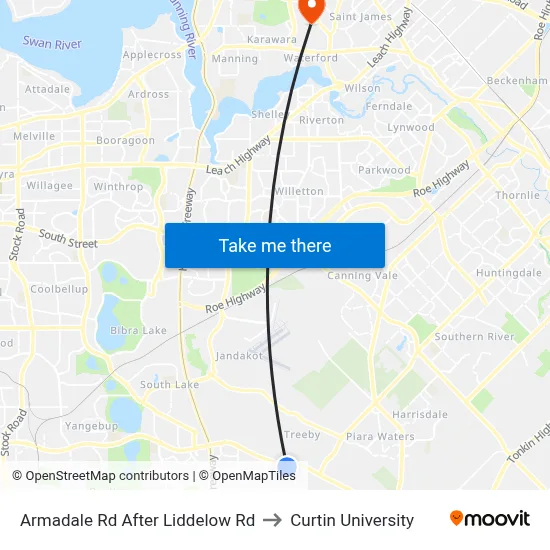 Armadale Rd After Liddelow Rd to Curtin University map