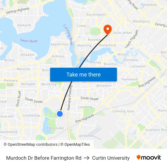 Murdoch Dr Before Farrington Rd to Curtin University map